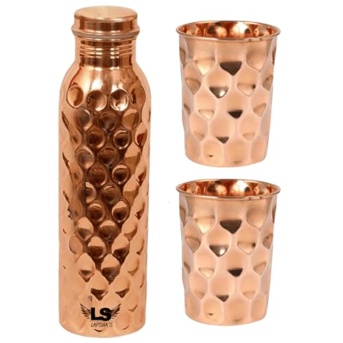 Juego de bebida saludable ayurvédica con botella de cobre y vasos 2