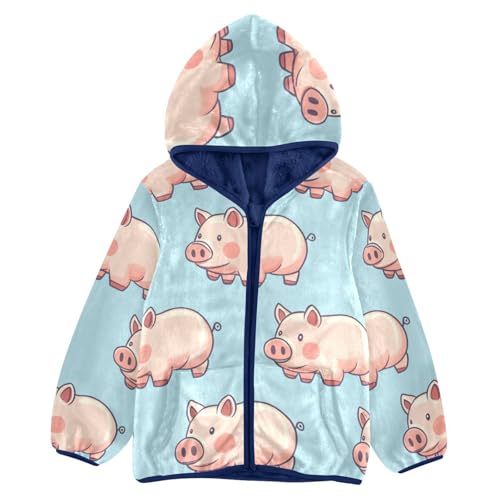 Cute Pig Girls Fleece Jacket Girls Fall Jacket Girls Zip Up Hoodie Girls Sherpa Jacket 2-10T