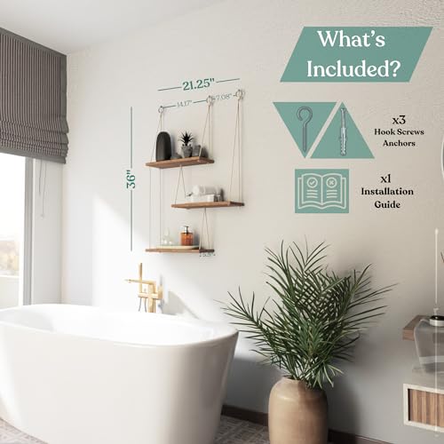 Image of Hanging Shelves For Wall Shelves For Plant Shelf Indoor Wall Shelf Hanging Plant Shelf Floating Shelves For Wall Shelf For Bedroom Decorative Wall Shelves Window Shelf Macrame Shelf For Living Room