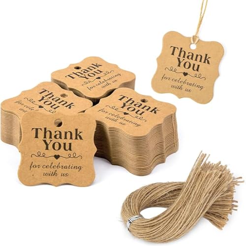SallyFashion Kraft Gift Tags with String