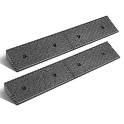 DNA Motoring 2pcs 3" Rise Rubber Curb Ramp Heavy Duty Loading Driveway Ramp Threshold Ramp 38.6" L x 6.7" W x 3" H for Loading Dock, Warehouse, Motorcycles, Cars, TOOLS-00644