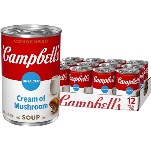Campbell's Condensed Unsalted Cream of Mushroom Soup, 10.5 oz Can (12 Pack)