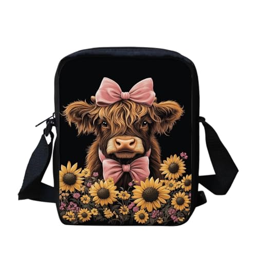 Belidome Highland Cow Cross Shoulder Bag Womens Sunflower Crossbody Purse Cute Mini Messenger Bags Wallets