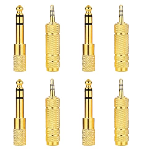 hrsyyl 8pcs Audio Jack Adapter 6.35mm to 3.5mm Auxiliary Audio Adapter Sets 4pcs 6.35mm Male to 3.5mm Female Audio Adapter and 4pcs 1/4 Female to 1/8 Male Headphone Adapter