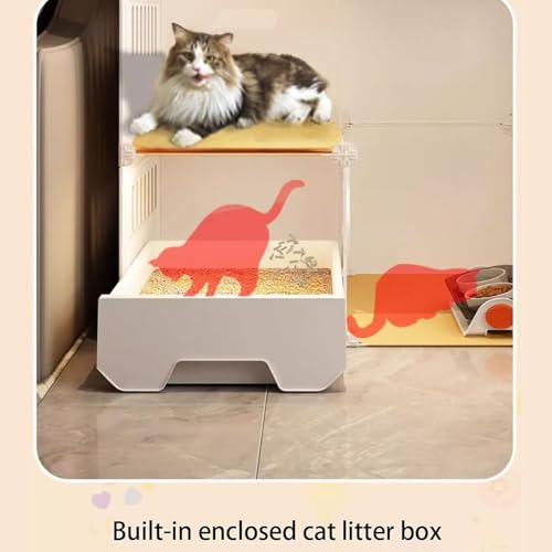 Cage pour chat avec bac à litière intégré et arbre à chat à 3 niveaux - 5