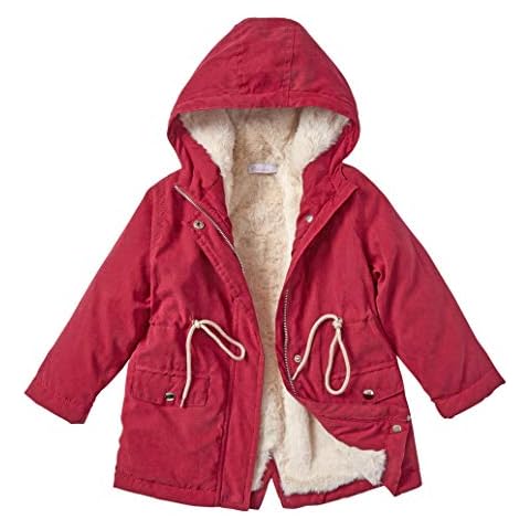 Cremson Girls Plush Lined Hooded Warm Winter Anorak Outerwear Jacket Parka Coat - Maroon (Size 10) Cover