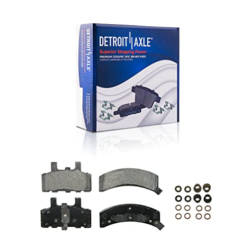Image of Detroit Axle - Front Drilled Rotors Brake Calipers Ceramic Brake Pads | Replacement for Chevrolet GMC K1500 K2500 Pickup Tahoe - 6pc Set