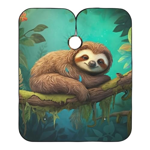 Hezely Tree Sloth Hair Dye Cape, Barber Cape for Adults,Waterproof Salon Cape,Waterproof Hairdressing Styling Hair Cutting, 65