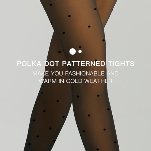 Yilanmy Fleece Lined Tights Fake Translucent Leggings 200g Sheer Thermal Pantyhose Skin Tone with Polka Dot for Women3