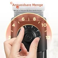 CHEFFANO Kaffeebohnenmühle mit 150W Nennleistung – 30 Mahlstufen, 2-12 Tassen wählbar, Kegelschleifer, einstellbare Menge & abnehmbare Bohnenbehälter – Ansicht 5