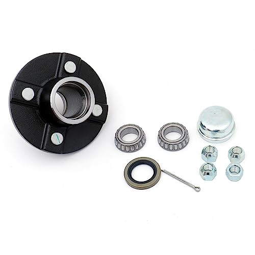 FKG Trailer Hub Kit 4 Bolt on 4 Inch Circle Fit for 2 000 lb. axles with 1 Straight Spindle