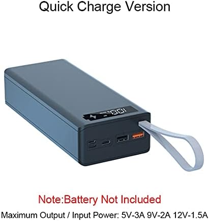 Domilay 16x18650 Battery Storage Box PD QC3.0 Quick Charge DIY Power Bank Box Case 18650 Battery Holder Box Black