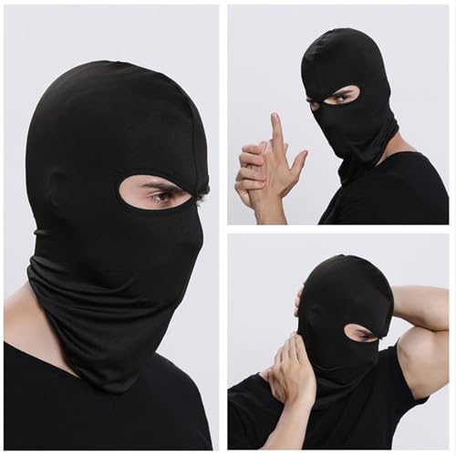 MBSIVSA 2 Pièces Cagoule Masque de Ski, 2 Trous Multifonction Cagoules, Balaclava Ski Moto Bike Masque Visage, Balaclava pour Homme et Femme pour Cyclisme, Vélo (Noir) – vue 4