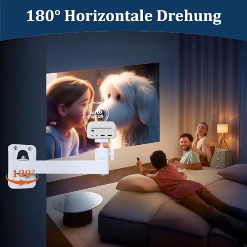 MxSplorion Beamer Halterung Wand, Verstellbare Projektorhalterung 360° Drehbar, Metall Projektor Ständer mit 1/4-Zoll-Schraubschnittstelle, Beamer Halterung Decke für Heimkino, Spielzimmer, BüRo,Weiß