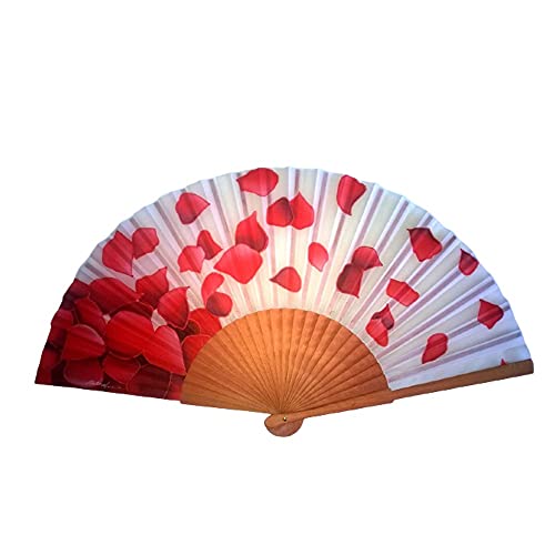 Abanico de seda natural pintado y montado a mano Pétalos