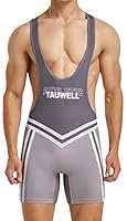 FEOYA Herren Wrestling Singlets Slim Fit Sport Bodysuit Aktives Training Wrestling Leotard Gewichtheben Jumpsuits Bequemer Sitz Atmungsaktive Turnhalle Ärmellose Boxershorts A-Grau M