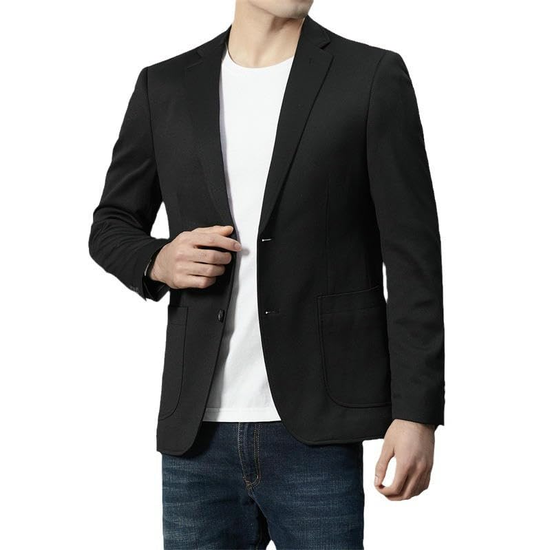 Blazer décontracté noir homme coupe ajustée anti-pli confort stretch