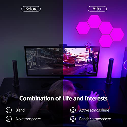 Hexagon Lights Gaming,6 Pack RGB Led Hex Light Panels,Hexagon Smart Wall Lights,DIY Geometry RGB Room Lights,LED Light Panels Gaming Lights for Wall Music Sync,for Room Bar Decor Gaming Setup Bedroom - Image 7