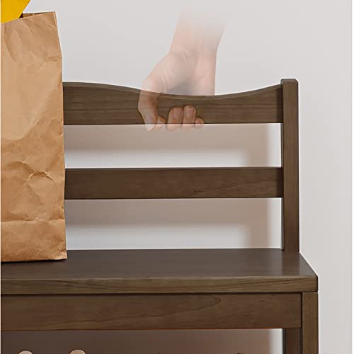 Banc à chaussures en bois avec dossier rustique pour entrée