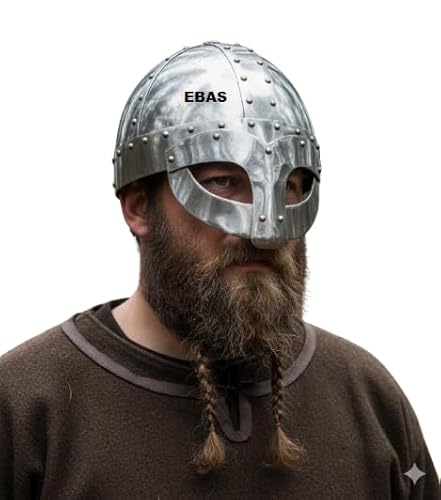 ebas Mild Steel Viking Helmet, Norse Warrior Reenactment Larp Helmet - Historical Medieval Adult Costume Headwear