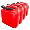 Trevendo Kraftstoffkanister für Benzin und Diesel – mit Deckel und Flex-Ausgießer – rot (4 Kanister, 10 Liter)