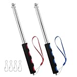 6.5ft (200cm) Telescopic Handheld Flagpole, 2 Pcs Retractable Banner Pole Portable Tour Guide Flag Pole Pointer Stainless Steel Teaching Pointer Stick for Tour Guide Teaching (Blue & Red)
