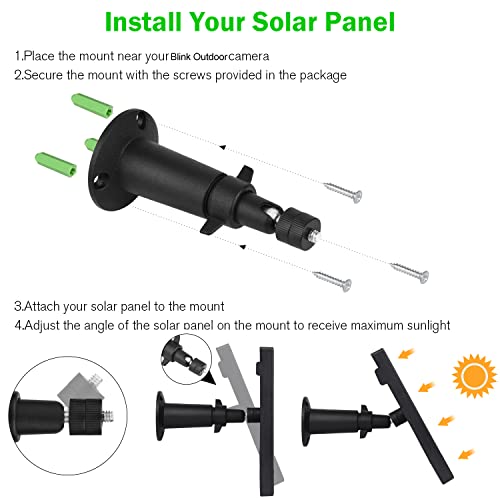 Updated Version Uogw Solar Panel Charge For Blink 3Rd Gen Blink Xt/Xt2 Outdoor Camera,With Internal 2500Mah Rechargeable Battery, Weather-Resistant Aluminium Alloy 1 Pack- Black #TOP3