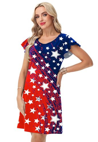 Image of AOBUTE Womens 4th of July Dress American Flag Party Dresses USA Parade Mini Dress