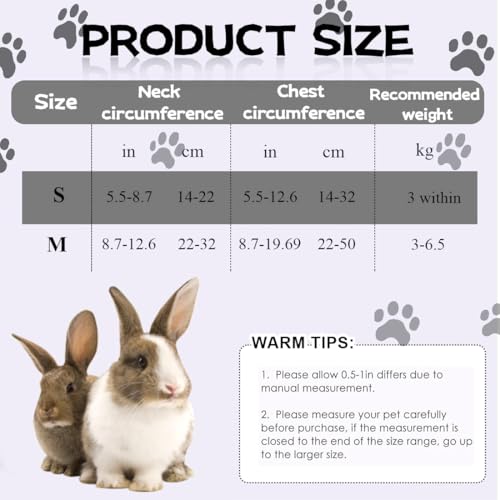 NJCXOLA Kaninchen Leine,Verstellbare Hasenleine,120cm Weiches Kaninchen Leine,Hasen Zubehör,Kaninchen Zubehör,Kaninchen Geschirr Für Kaninchen, Katzen Und Andere Kleine Haustiere (Beige, S)