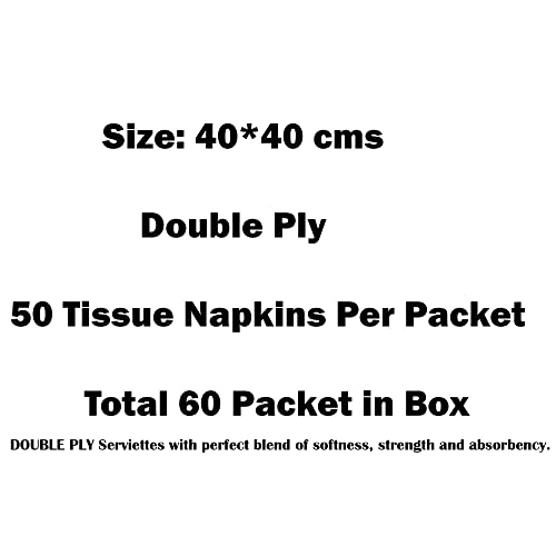 Image of Softouch 2 Ply Tissue Paper Napkin | 60 Packets | 50 Pcs per Packet | Size 40x40 cm | Total 3000 Napkins | Soft & Absorbent | Ideal for Parties, Restaurants, and Homes