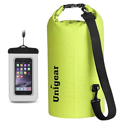 Unigear Dry Bag Waterproof, Floating and Lightweight Bags for Kayaking, Boating, Fishing, Swimming and Camping with Waterproof Phone Case (Yellow, 2L) Cover
