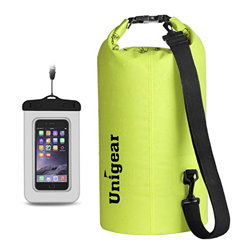 Unigear Dry Bag Waterproof, 2L/5L/10L/20L/30L/40L Floating and Lightweight Bags for Kayaking, Boating, Fishing, Swimming and Camping with Waterproof Phone Case