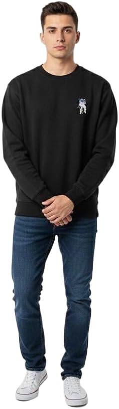 NASA Space Explorer Black Cotton Sweatshirt with Astronaut Front and Back Design, Graphic Print Crewneck