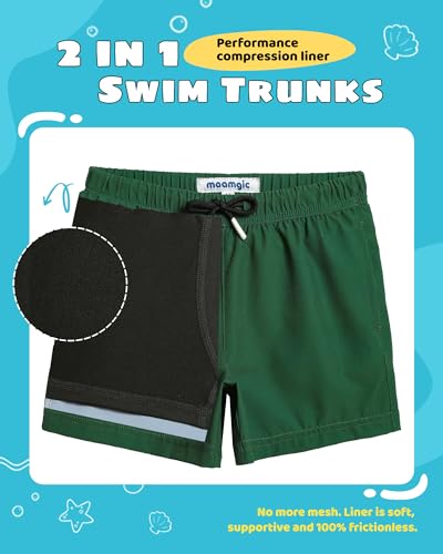 Image of maamgic Boys Swim Trunks with Compression Liner Toddler Stretch Swim Shorts