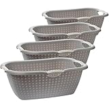 Sustania 4er Set Wäschekörbe Grau mit Ergonomischen Griffen - Rechteckige...