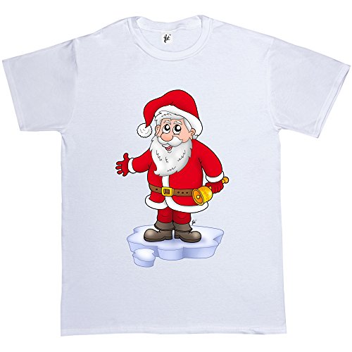 Image of Fancy A Snuggle Father Christmas Ringing Xmas Bells White Mens Cotton Short Sleeve T-Shirt Size XXXL 3XL