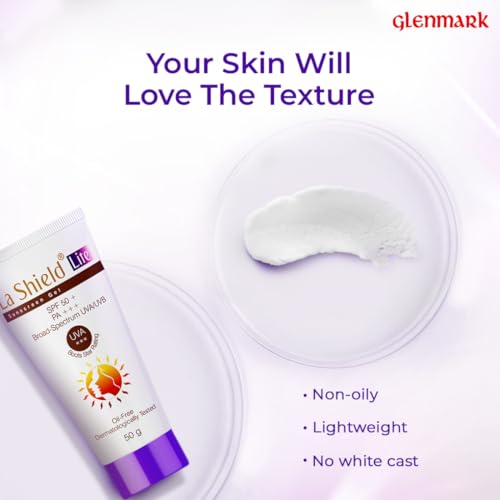 Image of La Shield Lite SPF 50 PA+++ Mineral Sunscreen Gel | Skin brightening in 3 Weeks| No White cast | Broad spectrum | Oil-free | PA +++ | Dermatologist Prescribed | All Skin types | 50g | Pack of 2