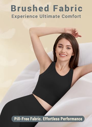 High Neck Sports Bra for Women Longline Full Coverage Sports Bras Medium Impact Padded Workout Crop Tops for Yoga Gym4