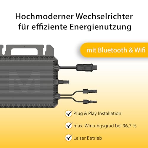 VALE Balkonkraftwerk Bifazial 900 Wp Full Black - Marstek-M2-800 Wechselrichter - Solaranlage - Hochwertiges Solarpanel Set - 5m AC-Kabel