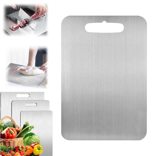 Tabla de cortar de titanio de doble cara para carne, verduras y frutas, antideslizante, fácil de limpiar, ideal para chefs y cocineros caseros