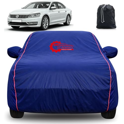 Image of 100% Waterproof Car Cover for Volkswagen Passat | All-Weather, Dustproof & UV Protection | Heavy-Duty 3-Layer Fabric | Custom Fit with Mirror & Antenna Pocket | Navy Blue