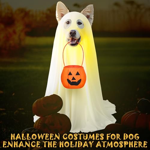 Huhumy-3-Pcs-Halloween-Dog-Costumes-with-Non-Woven-Pumpkin-Bags-Attached-Light-String-White-Ghost-Costume-for-Dog-Cat-Ghost-Cosplay-Clothes-Cute-Party-Cape-for-Halloween-Cosplay-Party