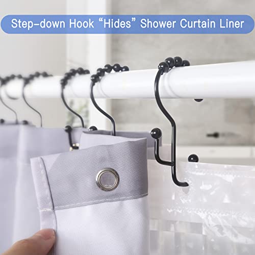 Sutine Shower Curtain Rings, Stainless Steel Double Glide Shower Curtain Hooks, Rust-Resistant Metal Shower Curtain Rings, Black Shower Curtain Hooks For Shower Curtains & Liners, 12Pcs #TOP2