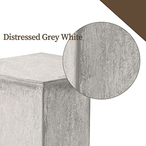 Cosiest Concrete Accent Table, Hexagon Patio Side Table 14.5''Wx20''H, Modular Design Indoor Outdoor End Table, Distressed Grey White Patina #TOP6