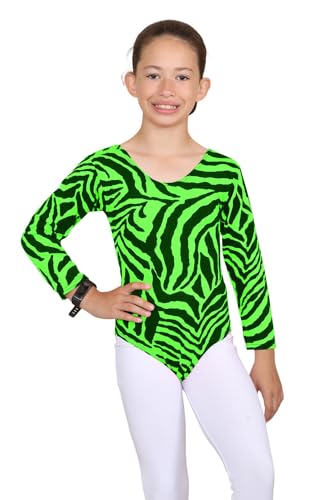 Justaucorps de gymnastique zèbre pour fille à manches longues