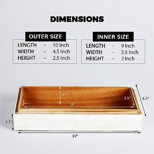 Handicrafts Home Jewelry Gift Boxes - Decorative Organizer And Storage Box For Décor White Bone Inlay 10X4.5X2.5 Inch #TOP1