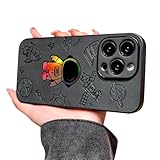 Ownest Compatible with iPhone 13 Pro Case with Holographic Laser Shiny Cute Astronaut Pattern Soft Leather for Bumper Lens Protection Case for iPhone 13 Pro-Black