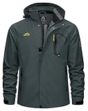TACVASEN Windjacke Herren Softshelljacke Winter Wanderjacke Herrenjacke Herbstjacke Kapuze Camping Jacke (XXL, Kohlengrau)