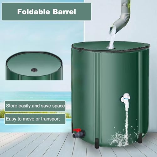 Sistema di raccolta dell'acqua piovana pieghevole, ecologico, 500 l, con supporto, rubinetto e copertura per il risparmio idrico del giardino