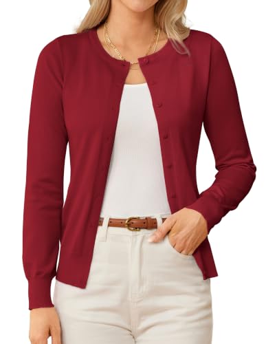 GRACE KARIN Womens Red Lightweight Cardigan Sweaters Early Fall Fashion Clothes Business Casual Teacher Outfits XXL